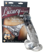 The Luxury Silver Harness | 8" Ice Dildo | Faux Fur | 3 Rings | Adjus…