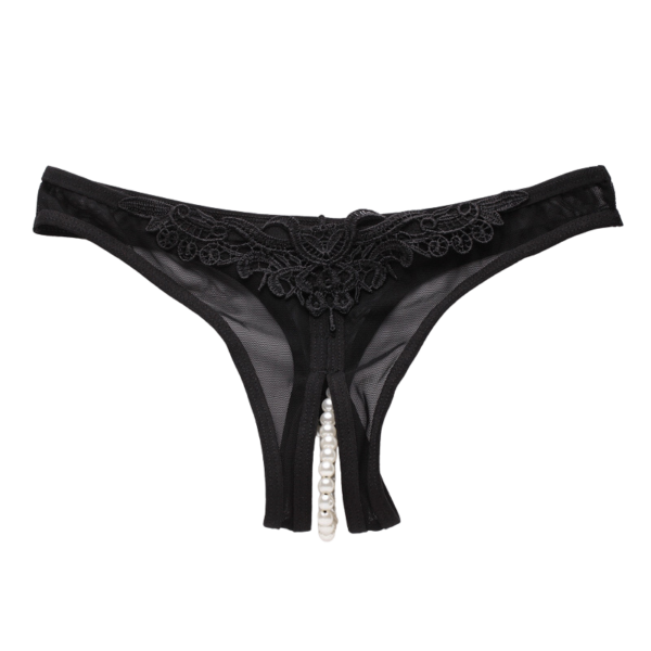 Erotic Lace G Thong | Open Crotch | Pearl Detail