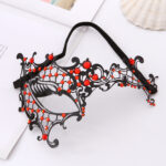 One-eyed Diamond Mask | Black | Red Diamonds | Hollow Metal