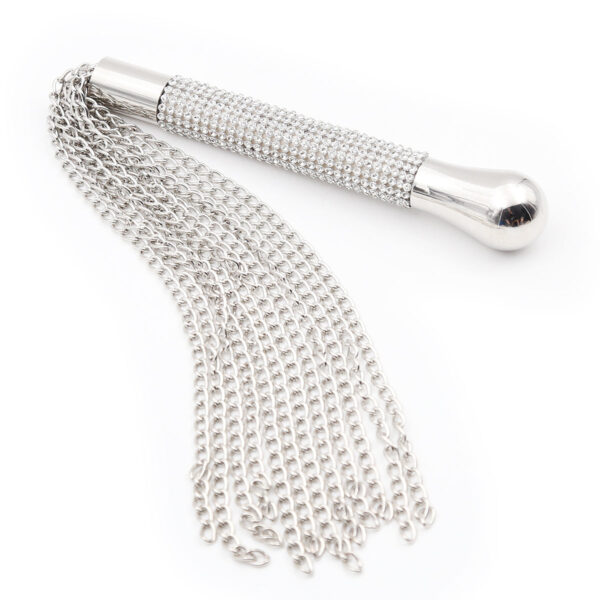 Come Closer Crystal And Chain Flogger | Silver