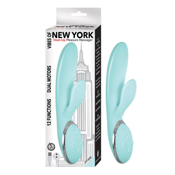 New York Heat-up Pleasure Massager | Aqua | Curvy Clitoral Tickler | 12 Modes |  USB