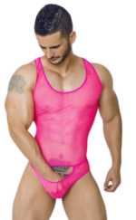 MOB Mesh Thong Body Tulle | Hot Pink | Erotic Wear | Stretchy