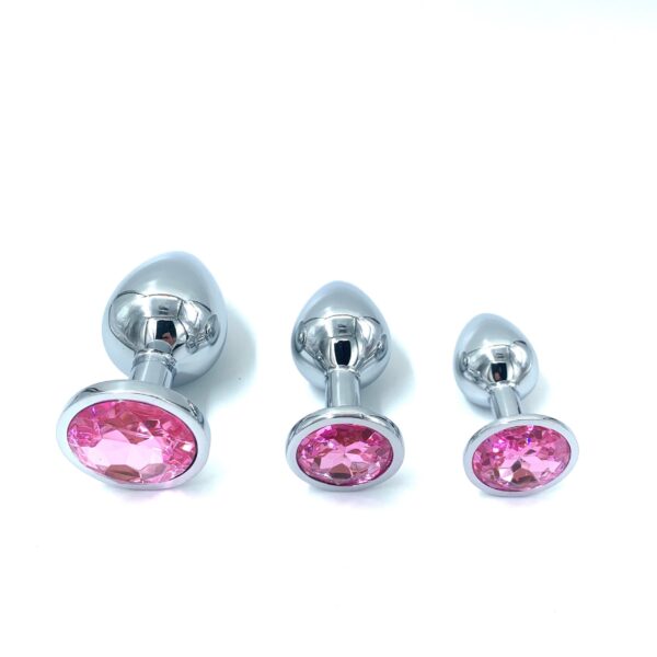 Silver Butt Plug Pink Kit S/M/L