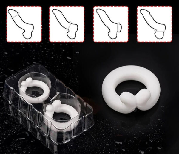 Double White Stud  | Penis Cock Rings Silicone | Erection Enhancer